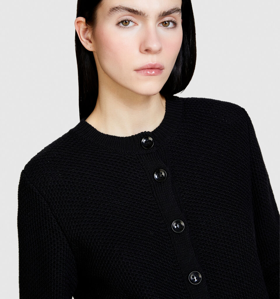 Cardigan with buttons - women's cardigans - Black | Sisley image number 5